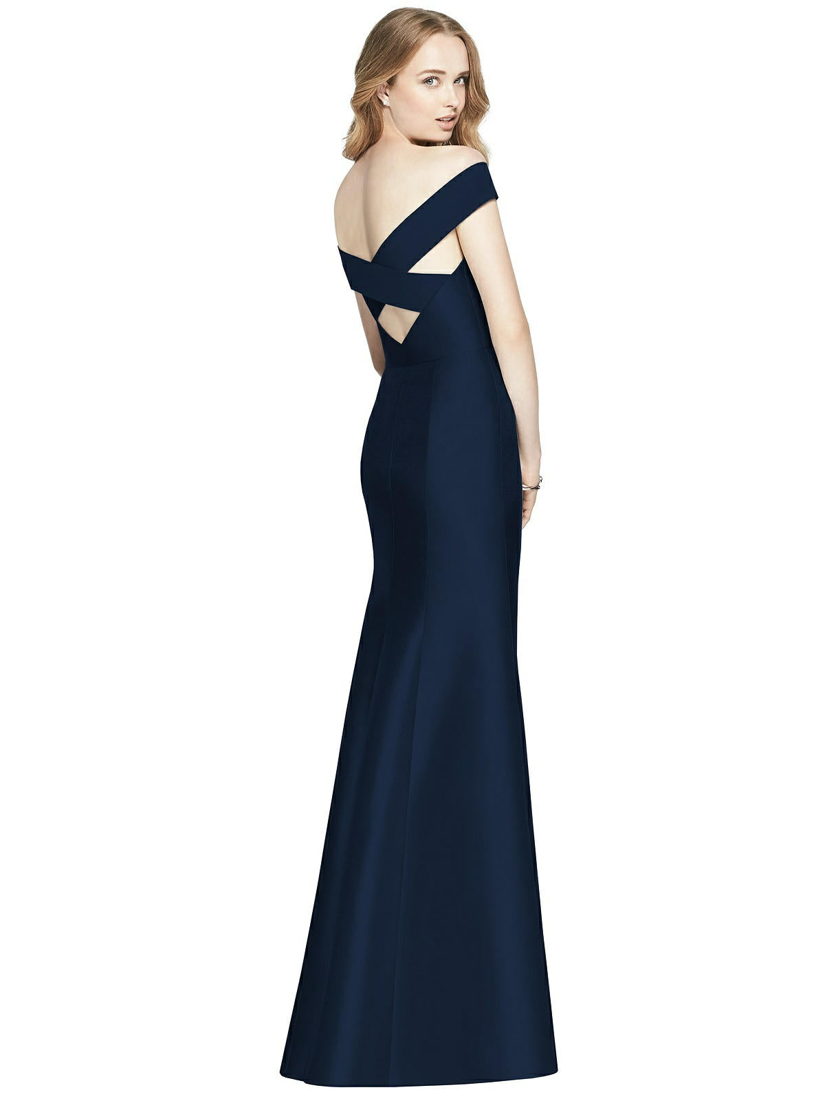Alfred Sung 751...Off-the-Shoulder Criss Cross Back Satin Dress..Midnight..Sz 6