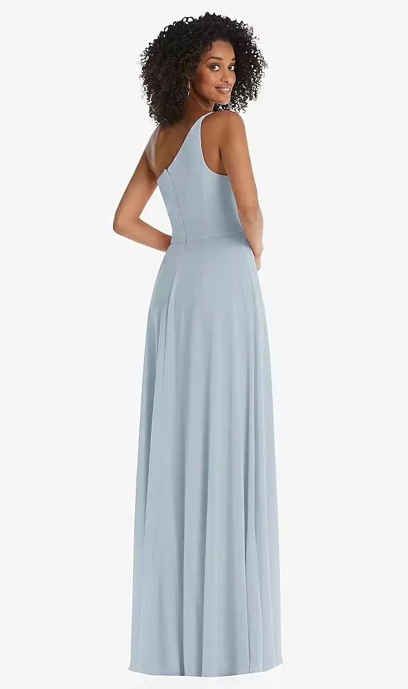 After Six 1555...One-Shoulder Chiffon Maxi Dress....Mist....Size 16 Long...NWT