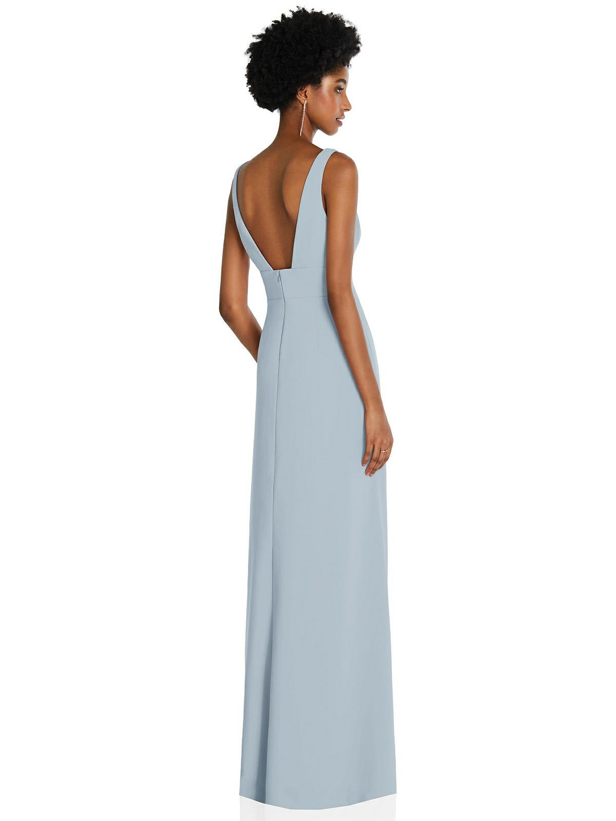 After Six 6857...Square Low-Back A-Line Dress with Front Slit....Mist...Sz 2