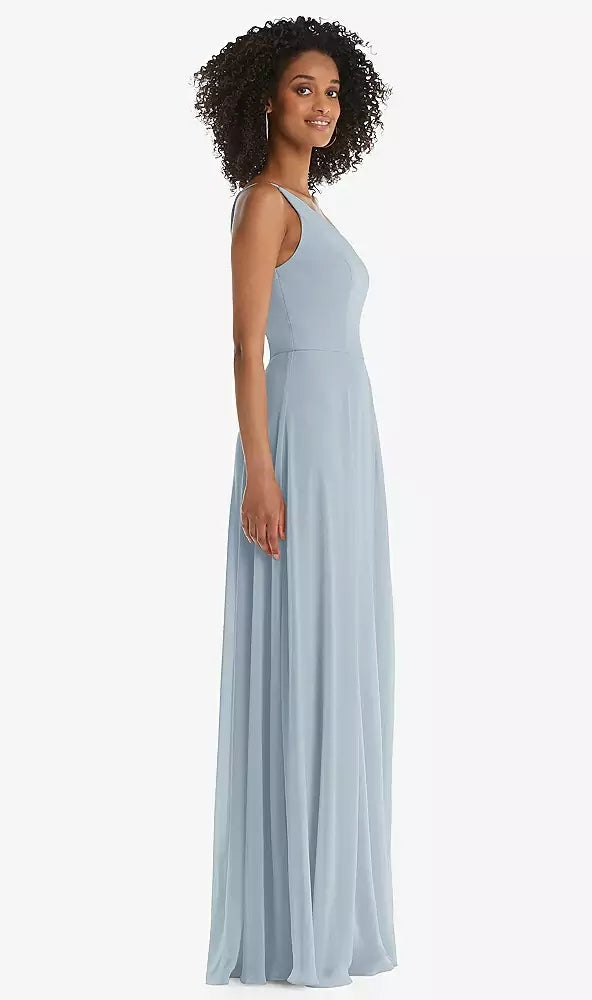 After Six 1555...One-Shoulder Chiffon Maxi Dress....Mist....Size 16 Long...NWT