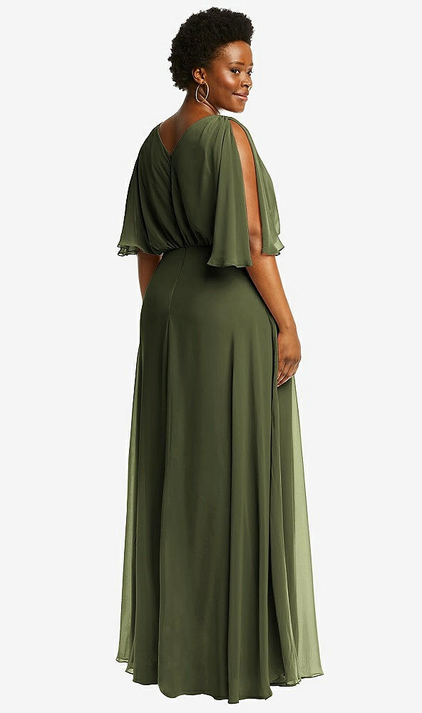 After Six 1565...V-Neck Split Sleeve Blouson Maxi Dress....Olive Green...Sz 18