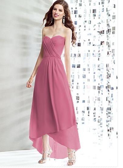 Dessy 8139.....Full Length, strapless Dress.....Pink....Size 6