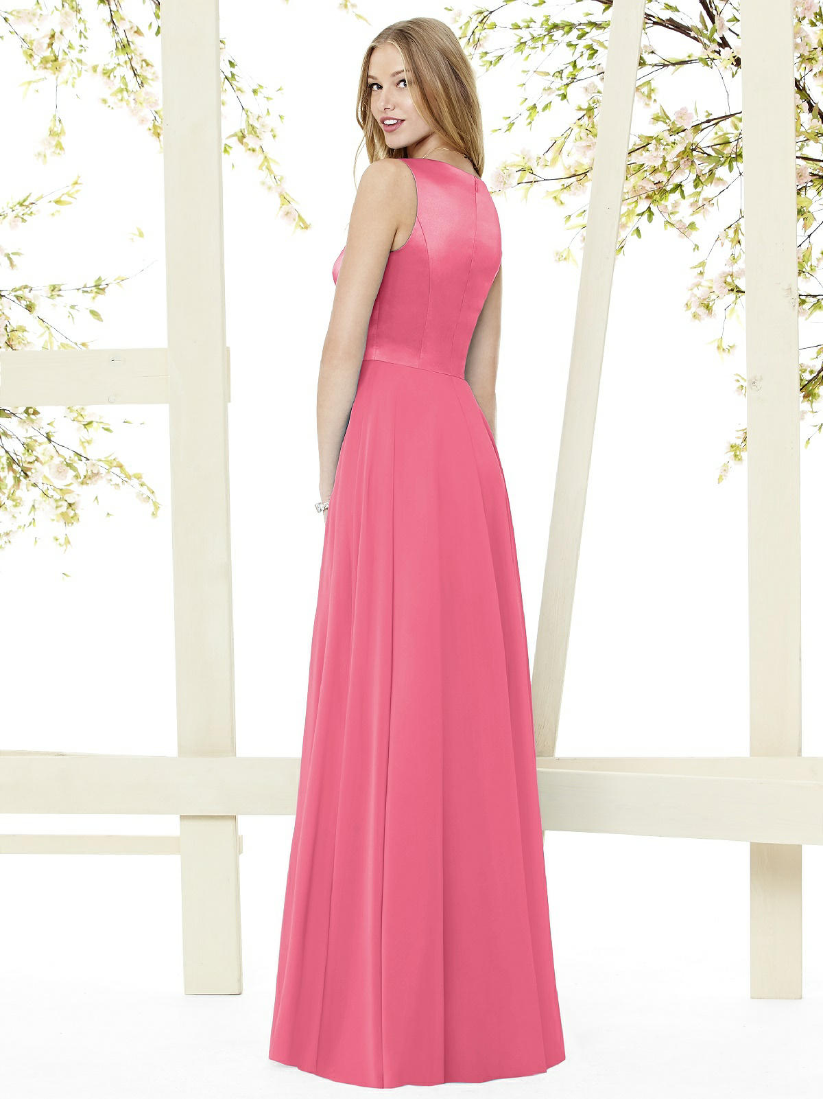 Dessy 8152....Full Length, V-Neck dress...Punch..Size 8...NWT
