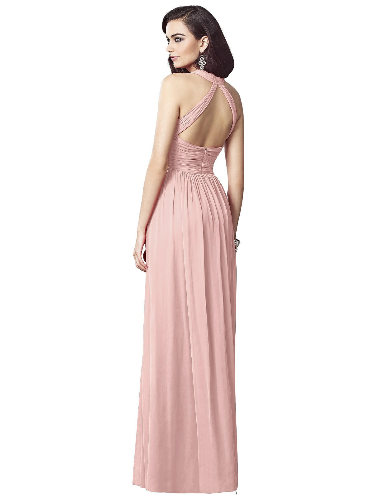 Dessy 2908......Full Length, V neck, Chiffon Dress.....Rose.....Size 2