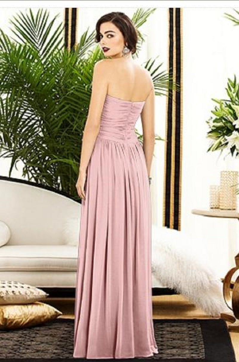 Dessy 2880...Special Occasion / Strapless Chiffon Dress....Rose...Sz 0