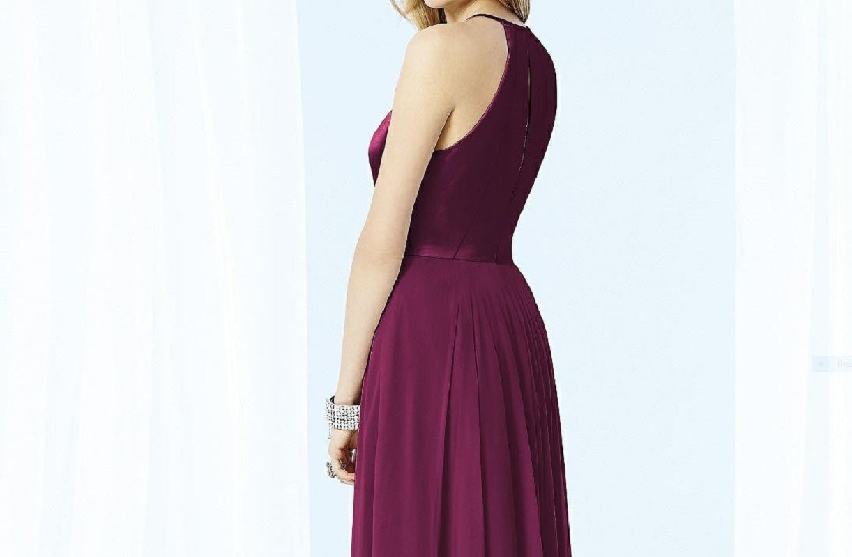 After Six 6705...Full Length, Halter, V-Neck Dress...Ruby....Size 4....NWT