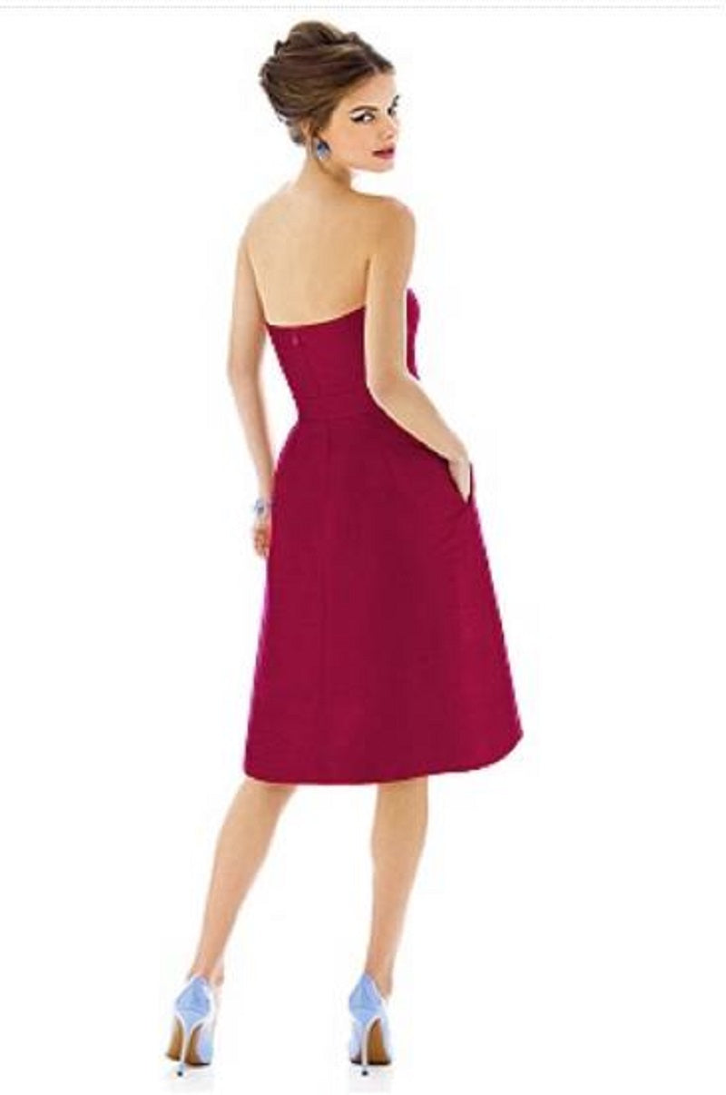 Alfred Sung 580...Cocktail Length, Strapless Dress....Sangria.....Size 2