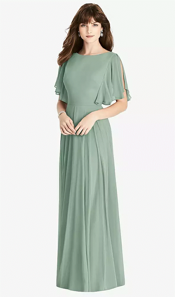Split Sleeve Backless Maxi Dress...TH038....Seagrass....Size 10