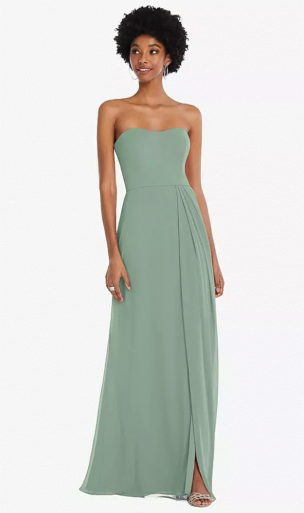 After Six 1563...Strapless Sweetheart Maxi Dress....Seagrass...Size 14