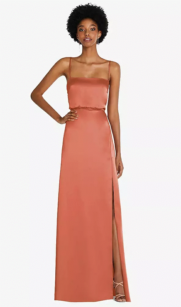 Dessy 8217.....Low Tie-Back Maxi Dress.....Terracotta copper....Size XS...NWT
