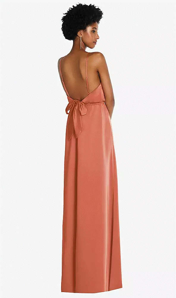 Dessy 8217.....Low Tie-Back Maxi Dress.....Terracotta copper....Size XS...NWT