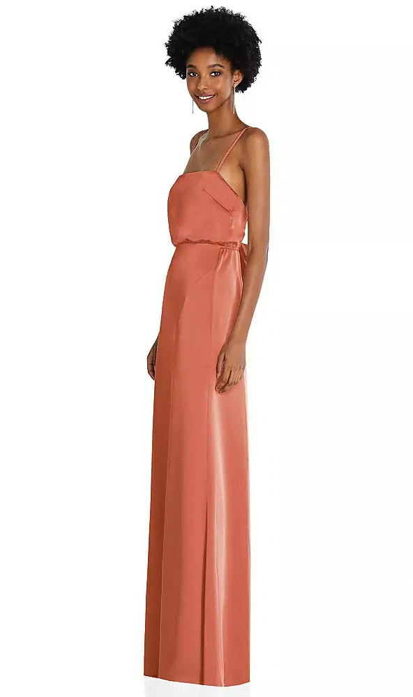Dessy 8217.....Low Tie-Back Maxi Dress.....Terracotta copper....Size Large