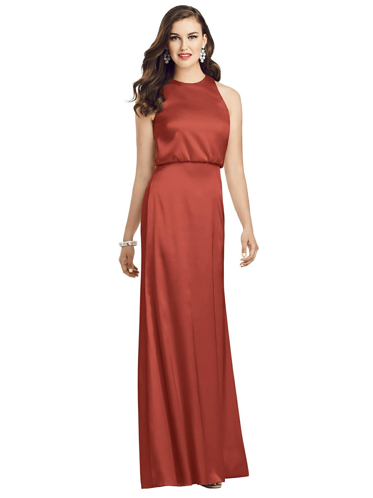 Dessy 3055...Sleeveless Blouson Bodice Trumpet Gown...Amber Sunset....Size 6