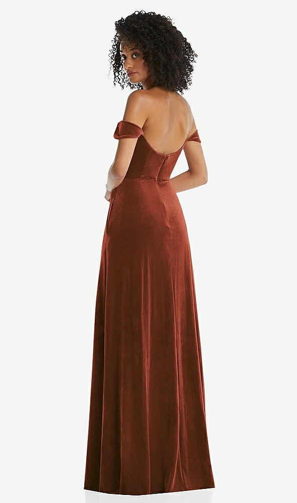 After Six 1551....Off-the-Shoulder Flounce Sleeve Velvet Dress...Auburn...Sz 8
