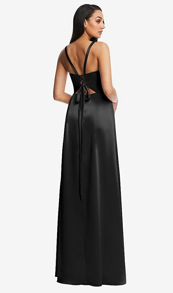 After Six 6874.....Lace Up Tie-Back Corset Maxi Dress....Black...Size 12