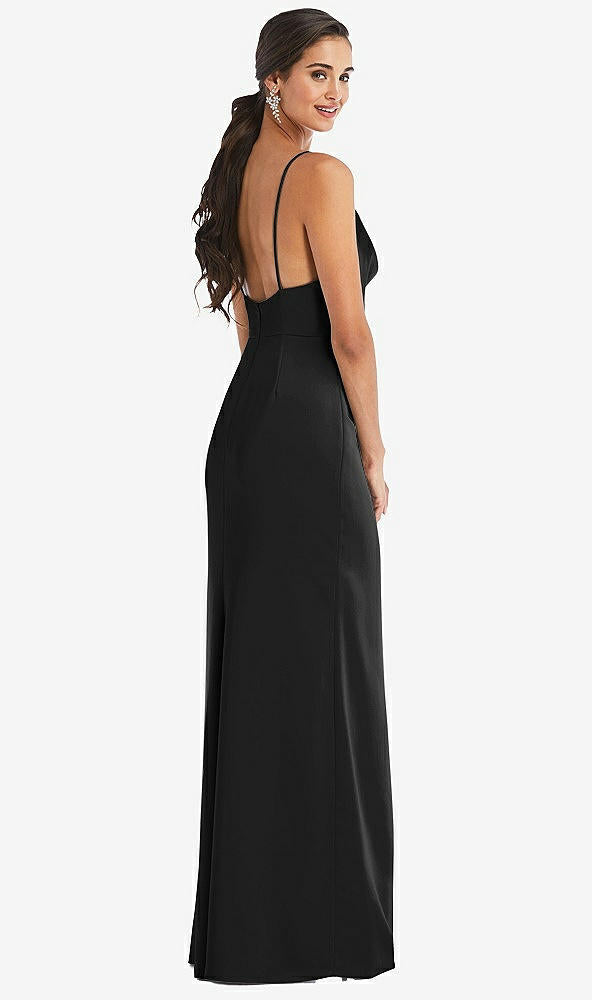 Dessy 3072...Cowl-Neck Draped Wrap Maxi Dress with Front Slit...Black...Sz 8