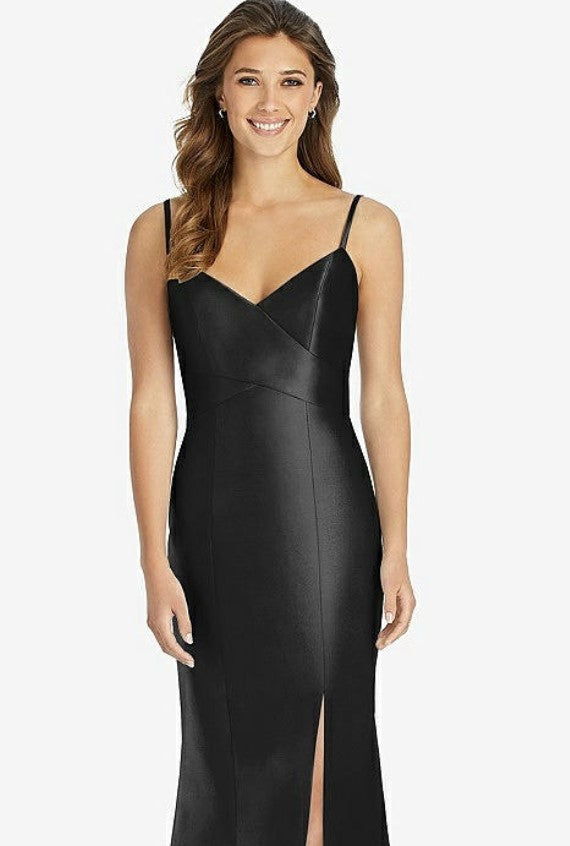 Alfred Sung 758...Maxi Length Spaghetti Strap Mermaid Dress...Black....Sz 8
