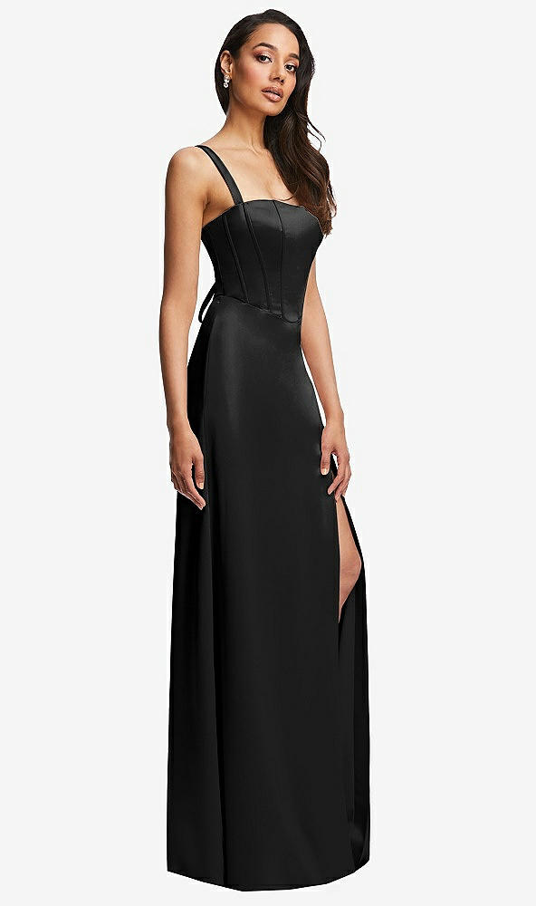 After Six 6874.....Lace Up Tie-Back Corset Maxi Dress....Black...Size 12