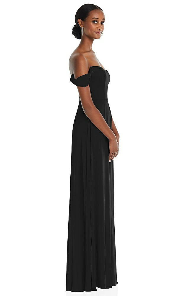 After Six 1560....Off-the-Shoulder Basque Neck Maxi Dress.....Black...Sz 8