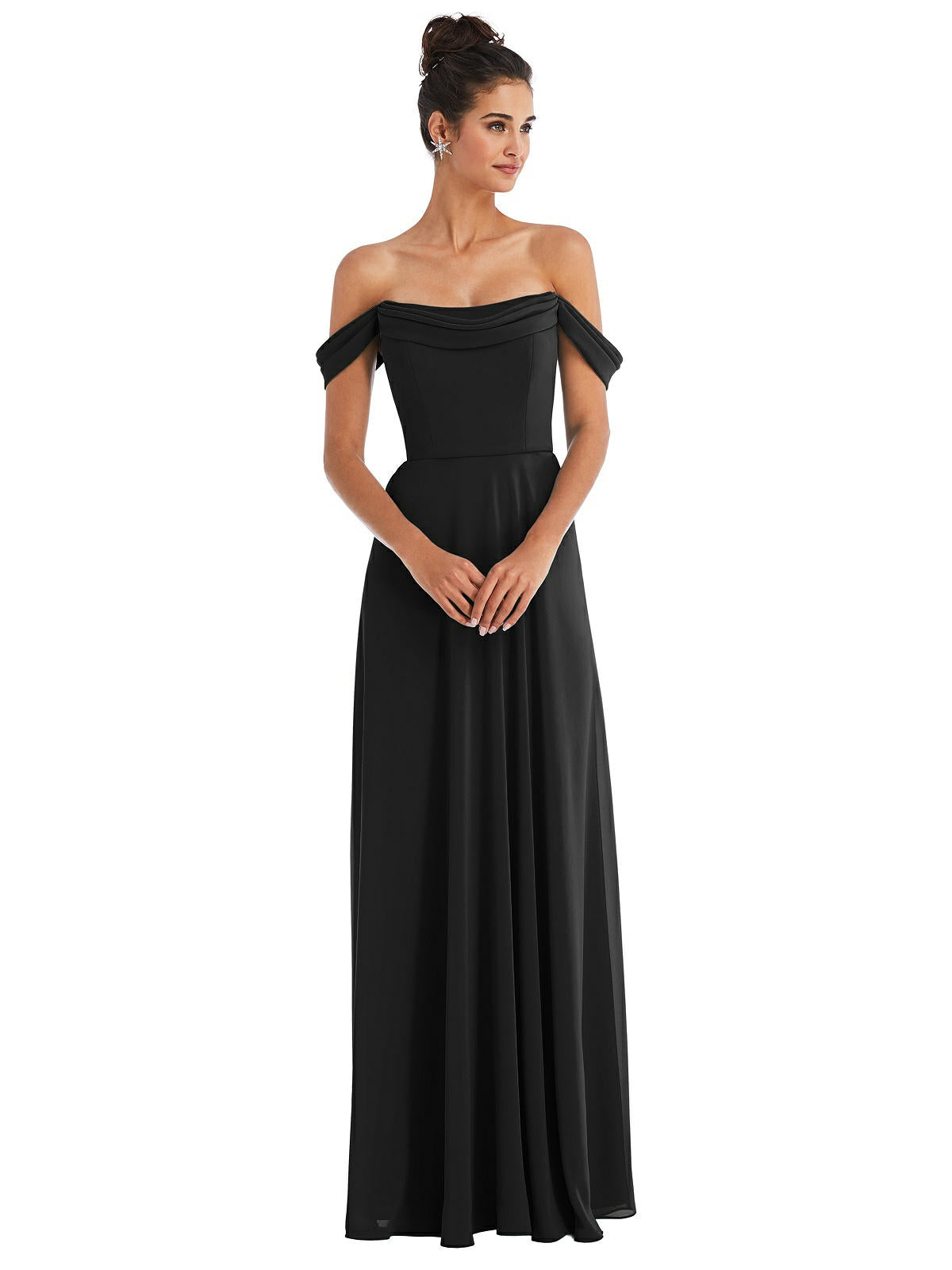 Thread TH065..Off-the-Shoulder Draped Neckline Maxi Dress....Black...Size 12