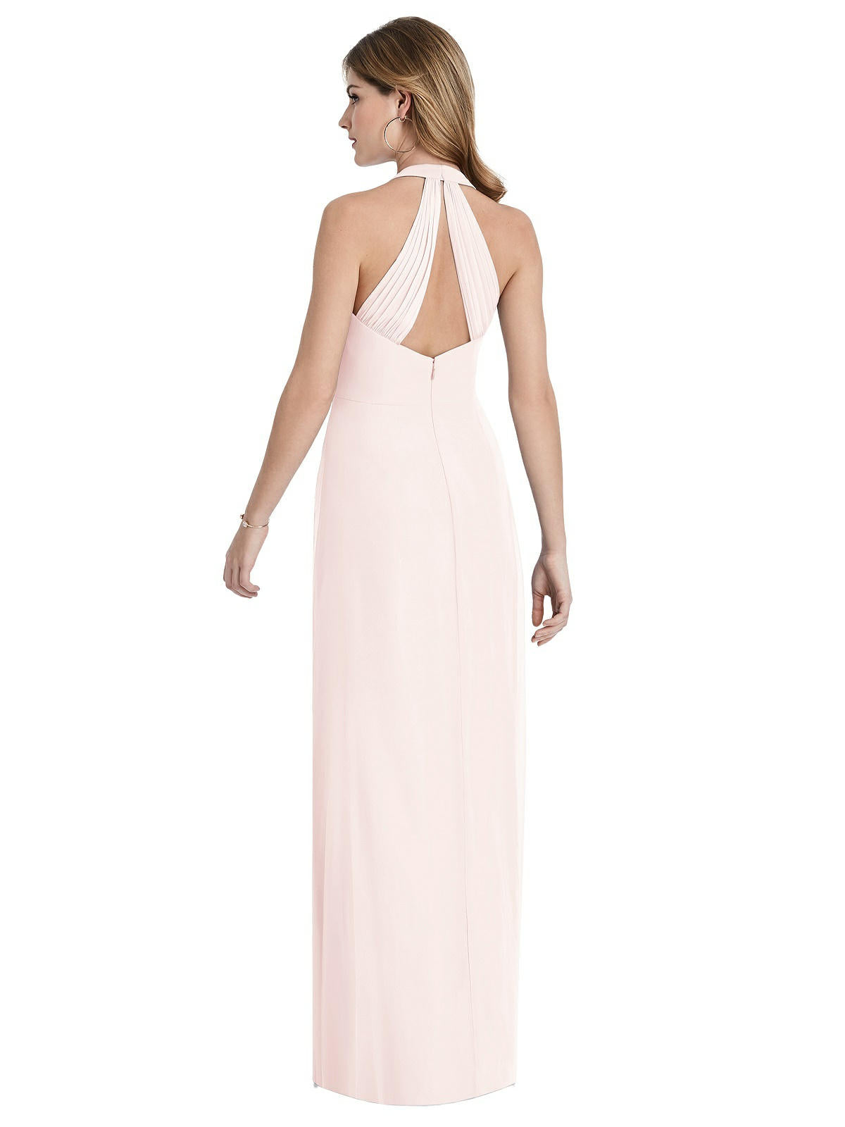After Six 1516...V-Neck Halter Chiffon Maxi Dress ....Blush...Size 2