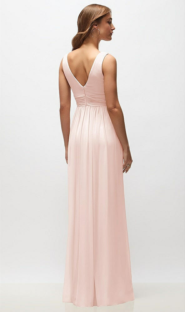 Dessy 2894...Sleeveless Draped Chiffon Maxi Dress with Front Slit...Blush...Sz 6