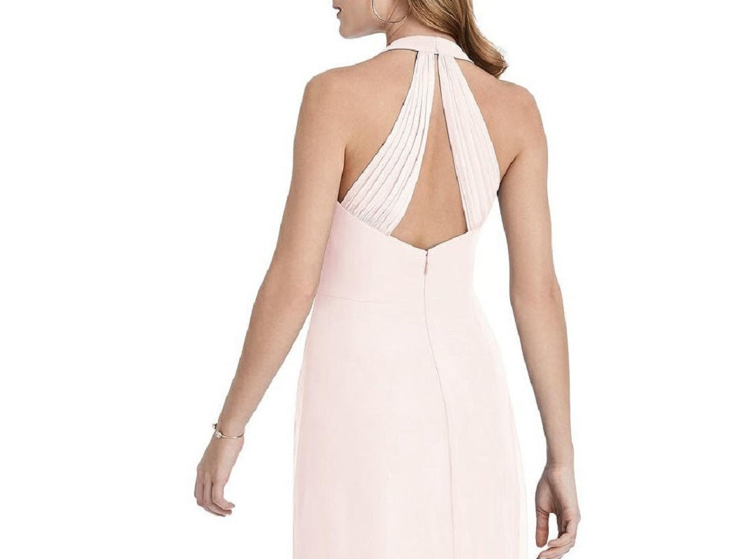 After Six 1516...V-Neck Halter Chiffon Maxi Dress ....Blush...Size 2