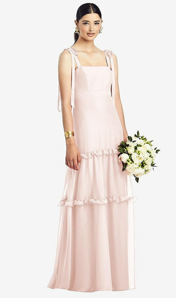 After Six 1529....Bowed Tie-Shoulder Dress with Tiered Skirt...Blush...Sz 4