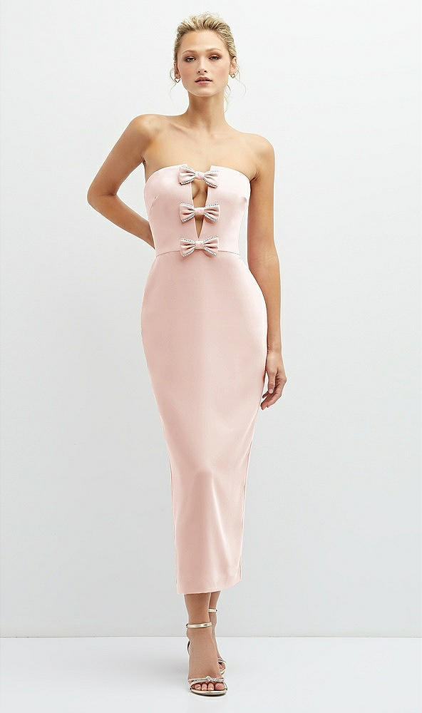 After Six 6891....Rhinestone Bow Trimmed Peek-a-Boo Deep-V Dress....Blush..Sz 6