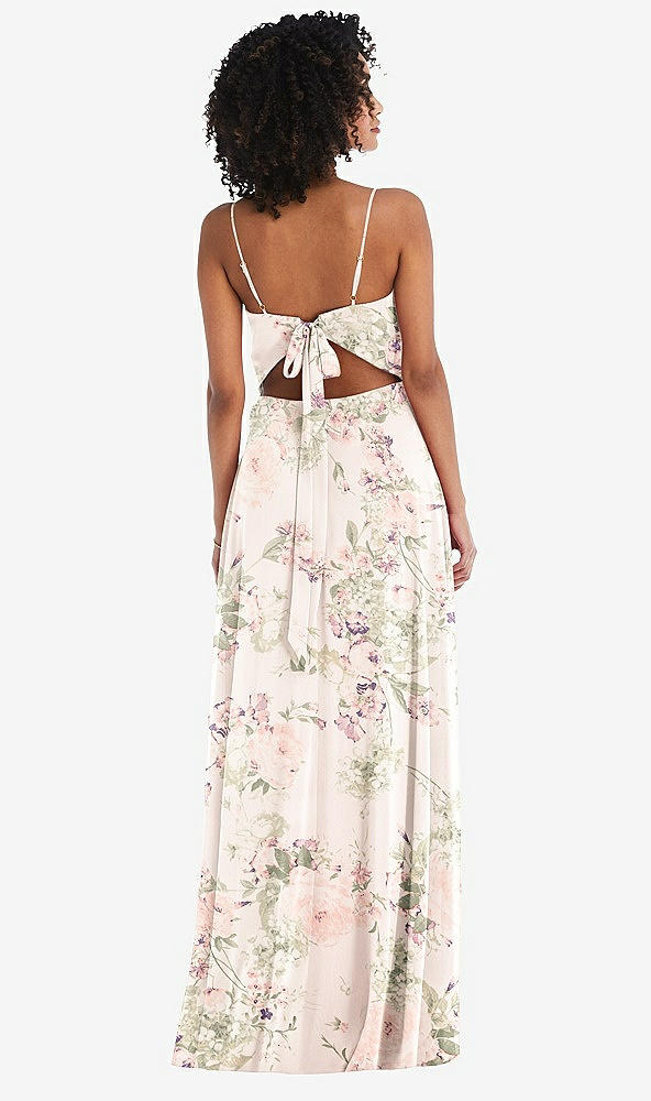 After Six 1548..Tie-Back Cutout Maxi Dress with Front Slit..Blush Garden..Sz 12