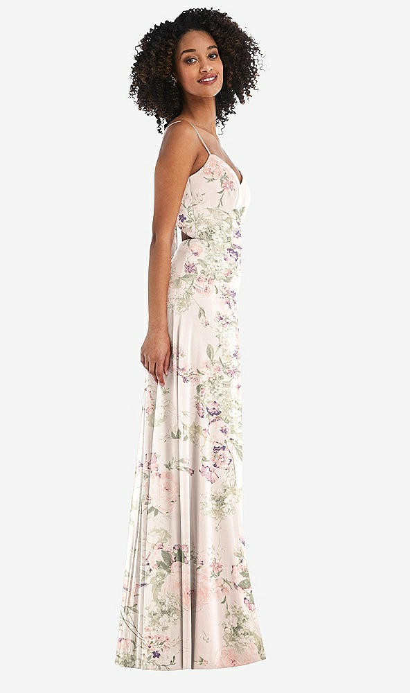 After Six 1548..Tie-Back Cutout Maxi Dress with Front Slit..Blush Garden..Sz 12
