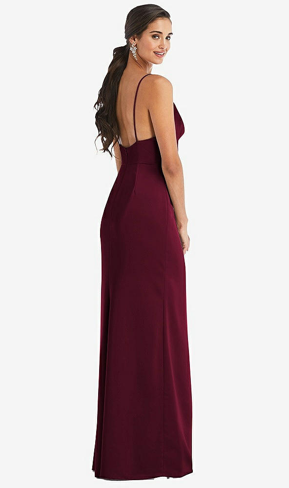 Dessy 3072...Cowl-Neck Draped Wrap Maxi Dress with Front Slit..Cabernet...Sz 00