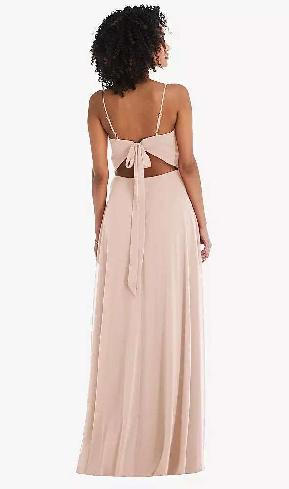 After Six 1548....Tie-Back Cutout Maxi Dress with Front Slit...Cameo...Size 4