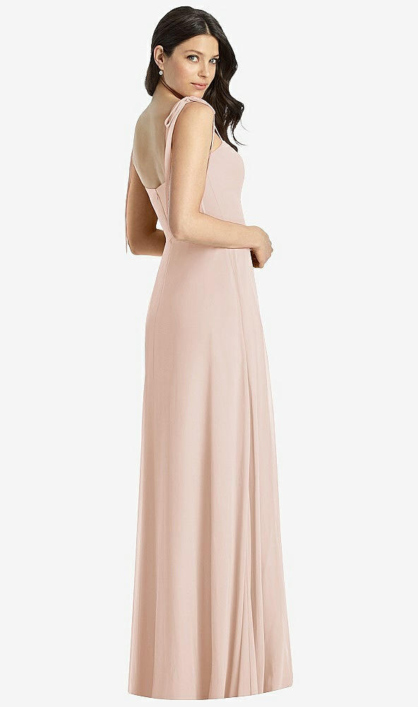 Dessy 3042...Tie-Shoulder Chiffon Maxi Dress with Front Slit...Cameo...Size 2