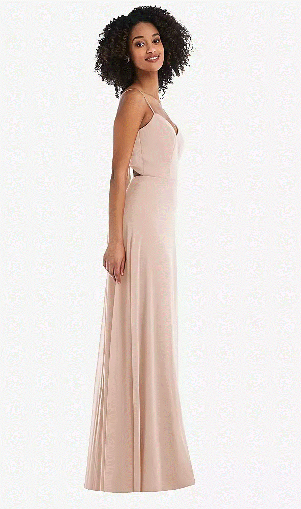 After Six 1548....Tie-Back Cutout Maxi Dress with Front Slit...Cameo...Size 4