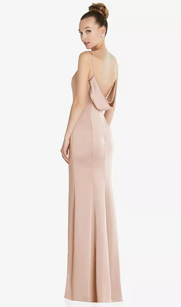 After Six 6856..Draped Cowl-Back Princess Line Dress / Front Slit..Cameo..Sz 16