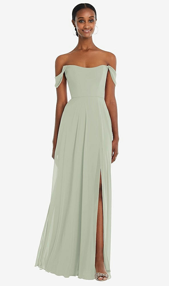 After Six 1560..Off-the-Shoulder Basque Neck Maxi Dress.....Celadon...Sz 18 L