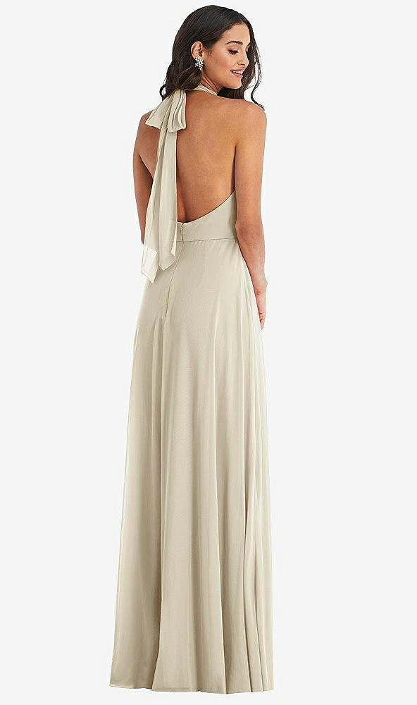 After Six 1545....High Neck Halter Backless Maxi Dress...Champagne...Sz 2