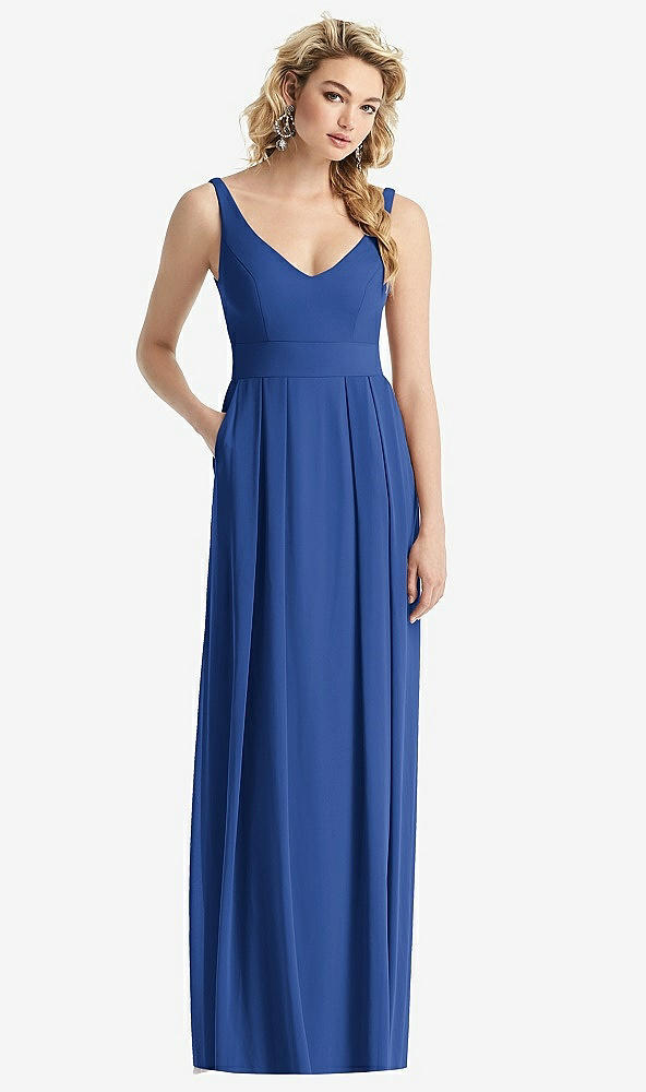 After Six 1519...Sleeveless Pleated Skirt Maxi Dress with Pockets....Blue...Sz 4