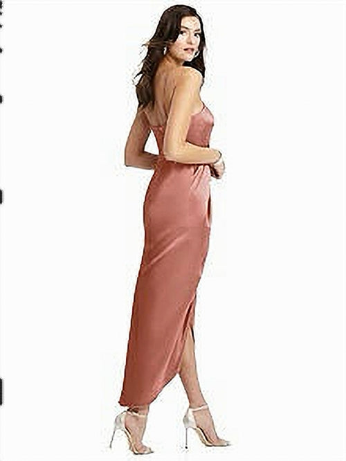 After Six 6829...Halter Midi Dress with Draped Tulip Skirt...Desert Rose..Sz 12
