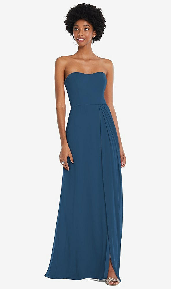 After Six 1563....Strapless Sweetheart Maxi Dress...Dusk Blue....Sz 0