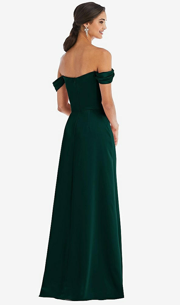 Dessy 3079....Draped Pleat Off-the-Shoulder Maxi Dress....Evergreen...Sz 0