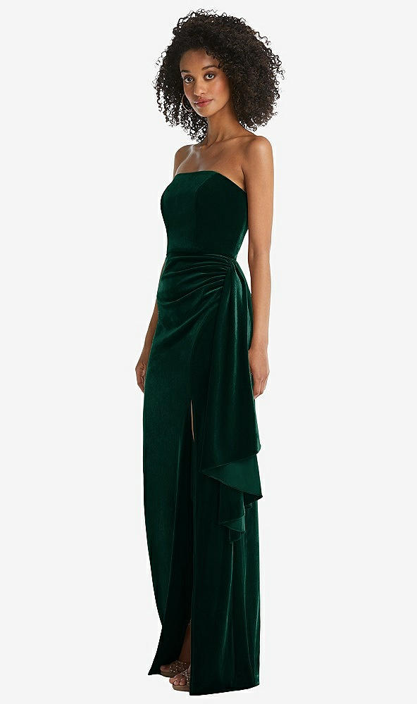 After six 6850..Strapless Velvet Dress with Draped Skirt....Evergreen...Sz 6