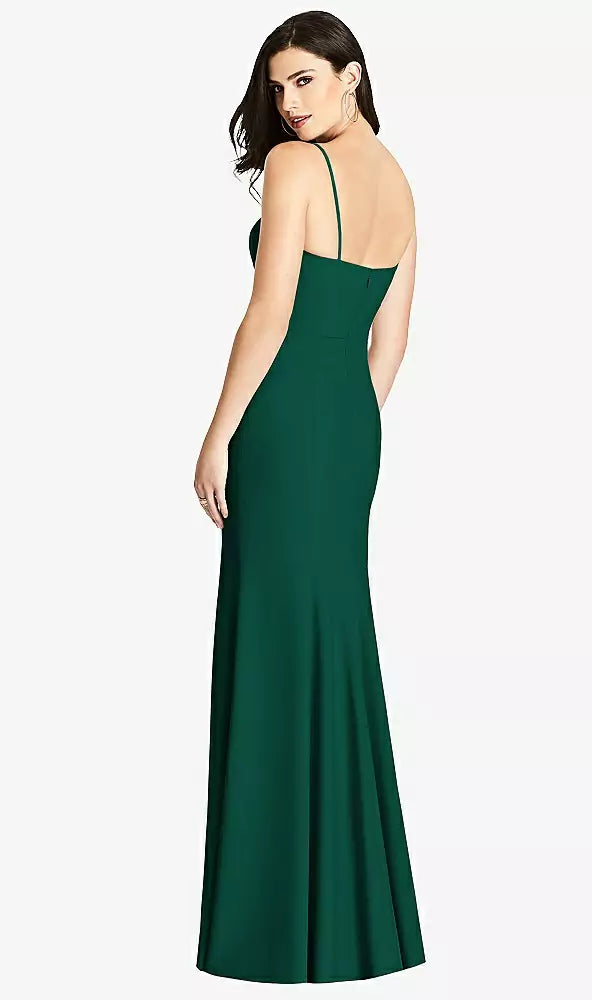 Dessy 3013...Seamed Bodice Crepe Trumpet Gown...Hunter..Size 12 L
