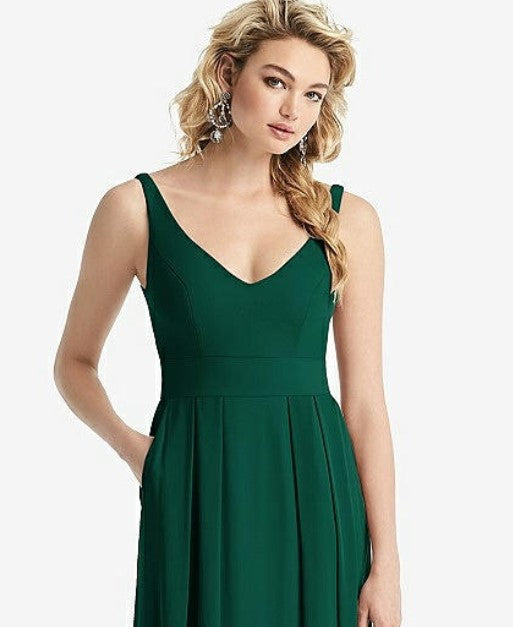 After Six 1519...Sleeveless Pleated Skirt Maxi Dress....Hunter Green...Sz 4