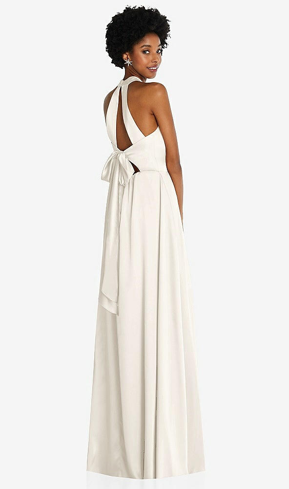 Stand Collar Cutout Tie Back Maxi Dress with Front Slit..TH090..Ivory...Size XS