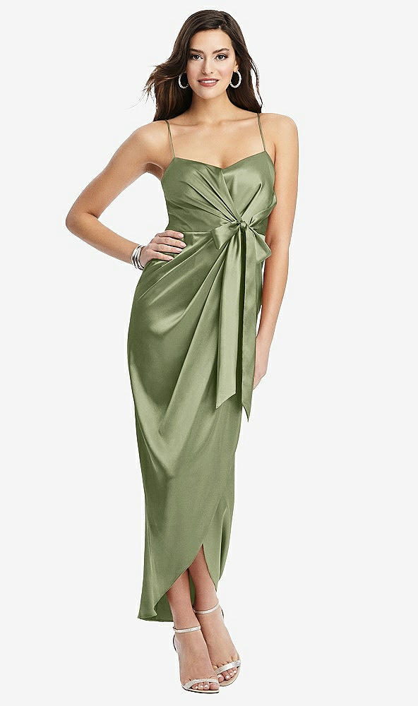 After six 6828...Faux Wrap Midi Dress with Draped Tulip Skirt....Kiwi...Sz 00