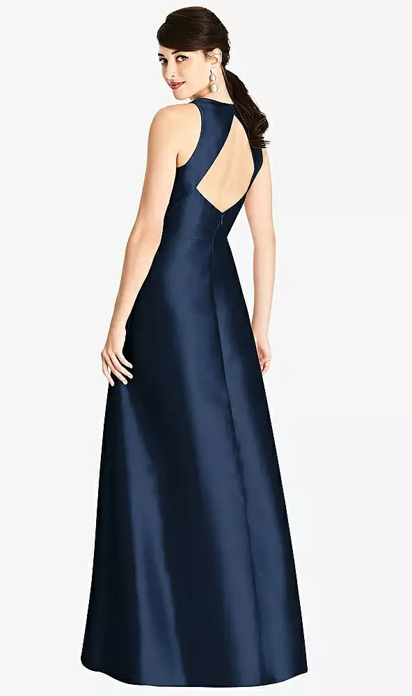 Alfred Sung 746...Sleeveless Open-Back Satin A-Line Dress...Midnight....Size 10