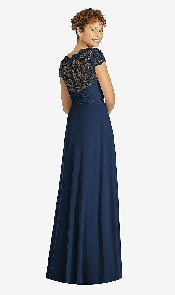 Dessy 3033...Cap Sleeve Illusion-Back Lace and Chiffon Dress...Midnight..Sz 4