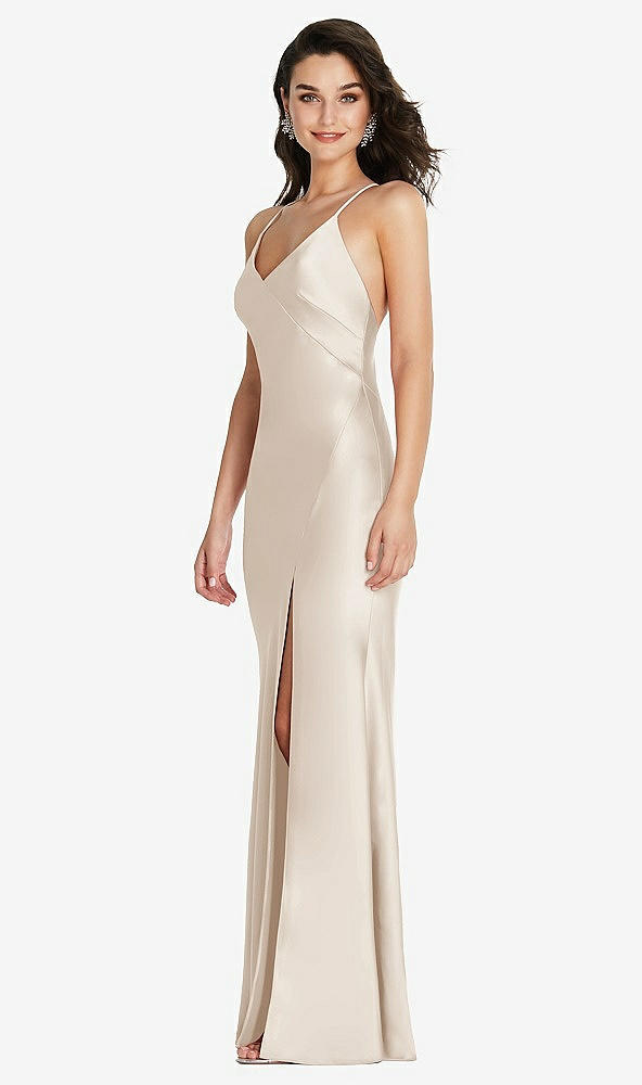 After Six 6854....V-Neck Convertible Strap Bias Slip Dress.....Oat...Size XXS